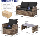 4 Piece Outdoor Patio Furniture Set,Wicker Conversation Sets Outdoor Sectional Patio Sofa Couch with Cushions & Coffee Table for Outside, Garden, Balcony, Porch,Yellow/Black by GreenHaven Gardens
