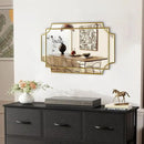 30x20 Inch Gold Bathroom Mirror, Wooden Frame with Scalloped Polished Beveled Glass, Modern Art Wall Decor for Vanity, Irregular Rectangle Mirror for Bedroom, Living Room, Fireplace & Entryway by CozyNest Decor