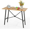 PHI VILLA Bar Height Patio Dining Table, 41" Wood Like Outdoor Bar Table, Rectangle Steel Slatted Bar Dining Table with 1.57" Umbrella Hole for Patio, Garden, Yard, Yellow by CozyNest Decor