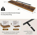 48 inch Floating Shelves for Wall Large Wall Mounted Shelves with Invisible Brackets, Brown Long Shelves for Bathroom, Living Room, Kitchen, Office, 48x9.1 inch deep Set of 2 by CozyNest Decor