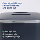 Blue Ginkgo Kitchen Compost Bin [5L / 1.32 GAL] – Filter-Free, Odor-Tight Countertop Food Waste Pail with Handles (Made in Korea, Gray) by GreenHaven Gardens