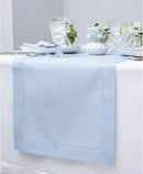 Solino Home Linen Sky Blue Table Runner 156 Inches Long - 100% Pure Linen Extra Long Table Runner 14 x 156 Inch - Classic Hemstitch by CozyNest Decor