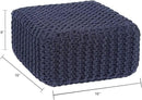 REDEARTH · Cube Low Pouf Foot Stool Ottoman - Hand Knitted Poof - Cord Boho Pouffe - Home Décor - Stuffed Footrest for Living Room - Nursery - Bedroom - Patio (16" x 16" x 8") - Navy Blue by CozyNest Decor