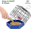 Kingsyard Squirrel Proof Platform Bird Feeder for Outdoor Hanging, Caged Bird Feeder for Bluebird Mealworm, Recycled Plastic Feeding Platform with Metal Mesh Tray, Special for Small Birds, Blue by GreenHaven Gardens