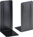 Acrimet Metal Bookends, Jumbo Size 9" H x 4" W x 4-1/2" D, Non-Skid Book Stand for Shelves, Heavy Duty Book Stopper, Black, 1 Pair by CozyNest Decor