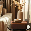 La Jolie Maison Fluted Cardboard Storage Baskets with Leather-Like Lids, Sturdy Stackable Paper Boxes Decorative Tray, Set of 3 Chestnut by CozyNest Decor