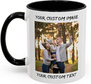 Personalized Coffee Cup with Photo, Logo or Text - Custom Both Sides Printed Mug for Him & Her - Unique Customized Gifts with Names - White/Black by TinyTreasures Baby Boutique