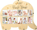 My First Year Picture Frame,One Year Of Photo Board, Baby's First Twelve Months Photo Collage and Gender Neutral Keepsake, Ideal for Baby Shower,New Mom Keepsake Gift and Nursery Decor - With Stand (Elephant sign) by TinyTreasures Baby Boutique