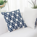 HWY 50 Dark Blue Decorative Throw Pillow Covers 18x18 Inch, Pack of 2 Embroidered Cotton Farmhouse Cushion Cover Pillow Case for Sofa Couch Living Room Bed Bedroon, Trellis by CozyNest Decor