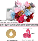 9.85Ft Easter Decor String Lights with Timer 20 Rabbit Shaped Pompoms 20 Ball LED Garland Battery Operated Easter Decorations Bunny Lights for Home Party Kids Room Bedroom Birthday Wedding Indoor by CozyNest Decor