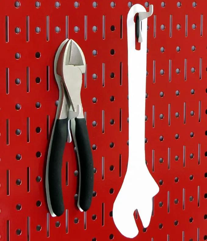 Wall Control 4 ft Metal Pegboard Standard Tool Storage Kit with Red Toolboard and White Accessories, photo 4 of 6