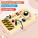Joyreal Toddler Busy Board, Wooden Montessori Busy Board Sensory Board with LED Light Switch, Sensory Toys Baby Fidget Board Travel Toys for Toddler by TinyTreasures Baby Boutique