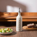 Sweejar Large Olive Oil Dispenser Bottle with Spout, 24 Oz Ceramic Oil Dispenser for Kitchen, Relief Opaque Oil Cruet, Oil Container for Cooking, EVOO, Avocado Oil, Vinegar, Pack of 1 (Beige) by CozyNest Decor