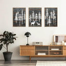 Modern White Forest Framed Canvas Wall Art Set, Minimalist Woodland Art Painting, Retro Tree Landscape Wall Decor, Wildland Deer Artwork for Living Room, Dining Room, Office - 16"x24"x3 by CozyNest Decor