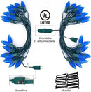 C9 Led Christmas String Lights, 20 Led 25.75 Feet Outdoor Waterproof Strawberry Lights with 20 Stakes, Extendable Green Wire String Lights for Indoor Outside Patio Wedding Party Decoration, Blue