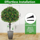 Artificial Olive Topiary Ball Trees with Ground Spike, Set of 2 UV Resistant Artificial Shrubs, Fake Evergreen Artificial Plant Bushes for Indoor Outdoor Front Porch Garden by GreenHaven Gardens
