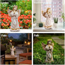 Angel Garden Statue,Memory Guardian Solar Garden Decor with Warm Light,Waterproof Praying Angel Statue with Garland,Outdoor Garden Decor Sculpture for Lawn Yard Patio,Sympathy Gift,Apricot Pink by GreenHaven Gardens