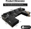 157.5" Cloud Couch Oversized Modular Sectional Sofa for Living Room,Modern Sofa with Deep Seat，U-Shape Boneless Couch with 2 Ottoman,Comfy Upholstered Couches for Apartment, Studio, Office,Black by CozyNest Decor