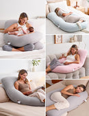 Momcozy Pregnancy Pillows for Sleeping, U Shaped Full Body Pillow for Pregnancy Women with Removable Jersey Cotton Cover, 57 Inch Maternity Pillow, Grey by TinyTreasures Baby Boutique