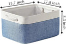 TcaFmac Storage Basket for Organizing - Large 4 Pack Fabric Storage Bins Baskets for Shelves with Ropes, Foldable Storage Cubes for Closet Cloth Toy (White & Blue16x12x8 inch) by CozyNest Decor