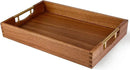 LotFancy Wood Serving Tray with Metal Handles, 17x13 Inch, Large Ottoman Tray, Decorative Wooden Tray for Living Room, Ottoman, Coffee Table, Countertop Centerpiece by CozyNest Decor
