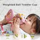 bc babycare Straw Sippy Cups for Toddler, No Spill Sippy Cups for Baby 1+ Year Old, Transition Weighted Sippy Cup with Straw and Strap, 10oz/300ml, Pink by TinyTreasures Baby Boutique