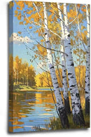 Poplar trees beside the blue sky and white clouds are suitable for living rooms bedrooms and offices Landscape posters and wall paintings by CozyNest Decor