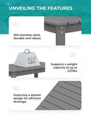 SERWALL Patio Coffee Table, HDPE Rectangle Outdoor Coffee Table Set of 2, Grey by CozyNest Decor