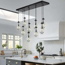Raindrop 9-Light Chandeliers for Dining Room, Black Dining Room Lights Fixture Over Table, Teardrop Pendant Lights Kitchen Island, Adjustable Rope Hanging Lamp Ceiling for Entryway Foyer by CozyNest Decor