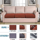 H.VERSAILTEX Super Stretch Individual Seat Cushion Covers - Sofa & Couch Cushion Slipcover Sets - Thick Jacquard Textured Twill Fabric (3 Piece, Rust) by CozyNest Decor