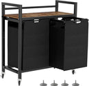 Laundry Hamper, Laundry Basket, Laundry Sorter with 2 Removable Bags, Clothes Basket with 2 Compartments, Wheels, Shelf for Laundry Room Bathroom Bedroom (2 Bags-Black) by CozyNest Decor