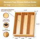 Umilife Bamboo Kitchen Utensils Organizer, 13 Inch Drawer Dividers for Silverware, Extra Deep Holder, with Non-Slip Feet, Wood Caddy for Flatware Cutlery by CozyNest Decor
