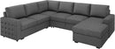 HONBAY Sectional Sleeper Sofa with Pull Out Bed U-Shape Sectional Couch Sleeper Bed with Storage Chaise 6 Seater, Light Grey by CozyNest Decor