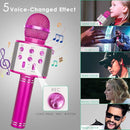 KIDWILL Wireless Bluetooth Karaoke Microphone for Kids, 5-in-1 Portable Handheld Karaoke Mic Speaker Player Recorder with Adjustable Remix FM Radio for Kids Girls Boys Teens Birthday-Hot Pink by TinyTreasures Baby Boutique
