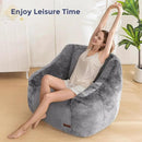 MAXYOYO Bean Bag Chair, Comfy Bean Bag Sofa with Back Support, Faux Fur Bean Bag Chair for Adults and Kids, Stuffed Floor Sofa for Living Room, Bedroom, Apartment, Grey by CozyNest Decor