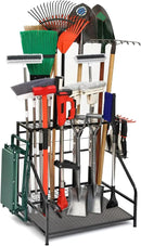 Garden Tool Organizer for Garage, Garden Tool Rack, Up to 58 Long Handled Tools, Yard Tool Holder for Garage, Shed, Outdoor, Tool Stand, Black (Garden Tool Rack) by GreenHaven Gardens