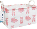 Rectangular Folding Laundry Basket,waterproof Canvas Basket,gift basket,Suitable for children's room,Office,Clothes,Toys Storage(Pink lace dance shoes) by TinyTreasures Baby Boutique