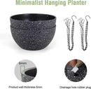 8 inch Small Hanging Planters for Indoor Outdoor Plants, 2 Pack Hanging Flower Plant Pots with Drainage Holes and Chain for Porch, Plastic Hanging Baskets for House Plants, Speckled Black by CozyNest Decor