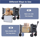 Collapsible Wagon Cart Foldable with Big Wheels Brakes, 250lbs Folding Utility Lightweight Garden Wagon, Portable Grocery Cart for Camping Shopping Sports Pets, Grey by GreenHaven Gardens