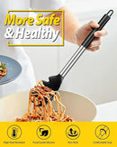 Silicone Pasta Fork and Ladle Spoon Set, Large Non Stick Kitchen Utensils for Cooking,Stirring,Serving Spaghetti, Soup, Sauce (BLACK) by CozyNest Decor