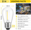 Meconard Outdoor Patio String Light Bulbs, Shatterproof Waterproof S14 LED Replacement Bulbs for Outdoor String Lights, 1W LED Bulbs Equal to 11W Incandescent, 2200K Warm White, E26 Base, Non-Dimmable by GreenHaven Gardens
