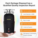A600 Garbage Disposal 3/4 HP for Kitchen Sink, Food Waste Disposer Fast Continuous Feed Stainless Steel Grind, Quiet, Ease Install, With Power Cord, Powerful Drainage Compact Design 0.75 Horsepower by CozyNest Decor