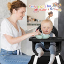 6 in 1 Baby High Chair for Babies and Toddlers, Booster Seat, Kids Learning Table & Chair (Black) by TinyTreasures Baby Boutique