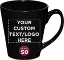 DISCOUNT PROMOS Custom Glossy Ceramic Latte Coffee Mug 12 oz. Set of 50, Personalized Bulk Pack - Perfect for Tea, Espresso, Cappuccino, Hot Cocoa - Black by CozyNest Decor