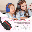 Kids Headphones Wired with Microphone, Over Ear 85/94dB Volume Limited Headphones with Share Port, Stereo Sound Foldable Headset for Teens/Boys/Girls-Black Red by TinyTreasures Baby Boutique