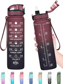 Enerbone Water Bottle, Leakproof BPA & Toxic Free, Motivational Water Bottle with Times to Drink and Straw, Fitness Sports Water Bottle with Strap for Office, Gym, Outdoor Sports by CozyNest Decor