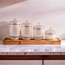 Young's Inc. 4 Pcs Set Casual Provincial Ceramic Canisters- Storage Container for Kitchen and Bathroom - Beautiful Home Decor Accent to Store Food, Coffee, Tea, and More - Green, White by CozyNest Decor