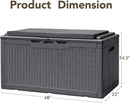 Devoko 100 Gallon Deck Box, Waterproof Resin Outdoor Storage Box with Cushion for Outside and Patio, Large Outdoor Storage Bench Cabinet Lockable for Patio Furniture and Garden Tools (Gray) by GreenHaven Gardens