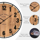 Large Old Town Farmhouse Wall Clock 30 Inches Rustic Antique Wood with Metal Circle and Large Numerals Silent Battery Operated Wall Clock for Office Kitchen Bedroom Living Room by CozyNest Decor