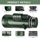 40X60 Monocular Telescope with Smartphone Holder& Tripod, High Power Nitrogen-Filled Monocular for Adults with BAK4 Prism & FMC Lens, HD Monocular Scope for Birdwatching Hiking Concert Travelling by TinyTreasures Baby Boutique
